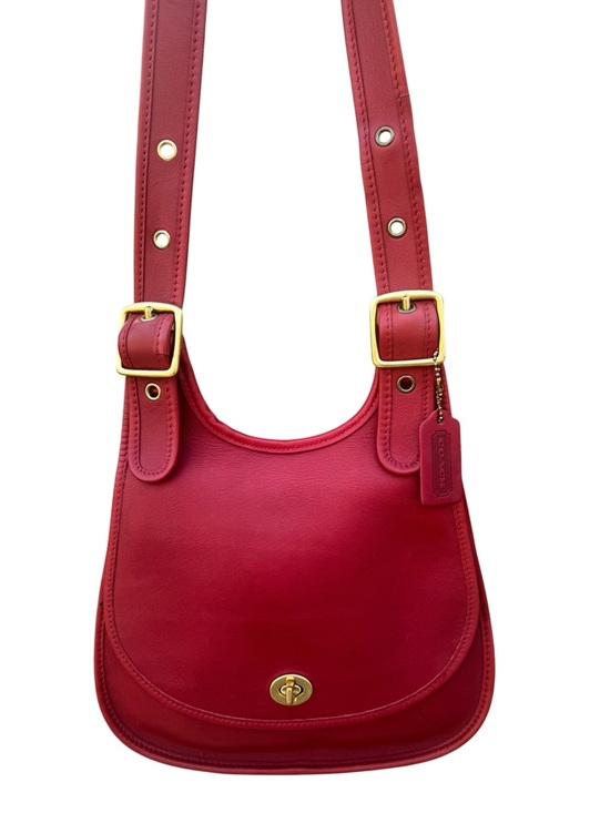 Coach Handbags - Vintage Coach Berkeley 9988 Red Leather Saddle Bag Brass Hardware Crossbody 90s